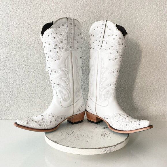 Lane CALYPSO Womens Cowboy Boots 10 White Western Cowgirl Mid Calf Pointed Toe - Picture 7 of 11